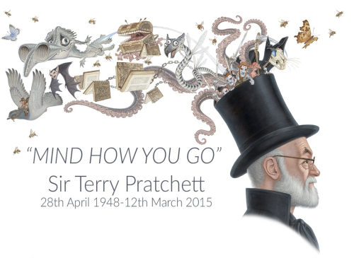theweefreewomen:[ID: digital art of Terry Pratchett, drawn in profile from the shoulders up. he is w