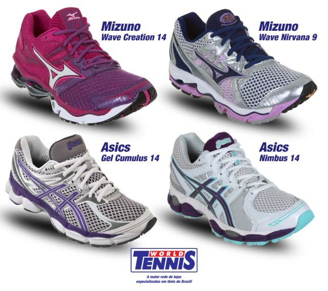 tenis feminino mizuno e asics