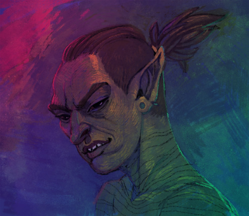 lil painting of the creepy bosmer fellah i’ve been playing in eso lately