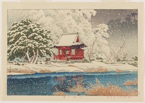 mia-japanese-korean:Snow around a Shrine, Kawase Hasui, 1930s, Minneapolis Institute of Art: Japanes