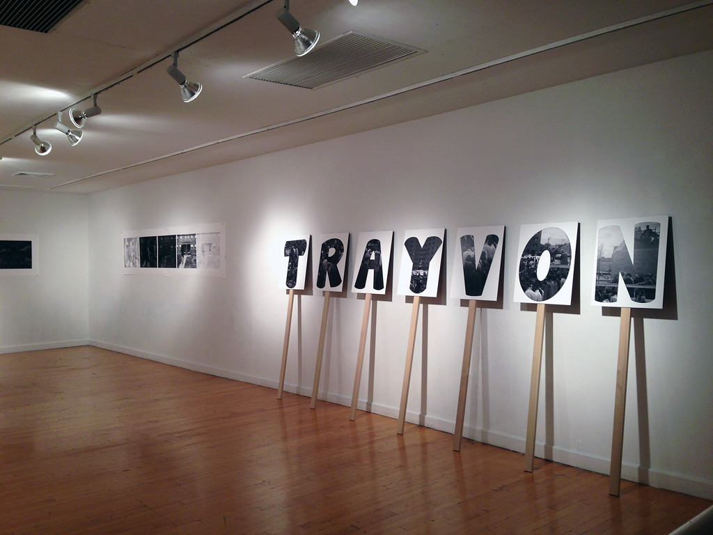 Jonathan Calm, installation view with Trayvon and “Reconstruction Series,” Painted Bride Art Center, Philadelphia, 2013
