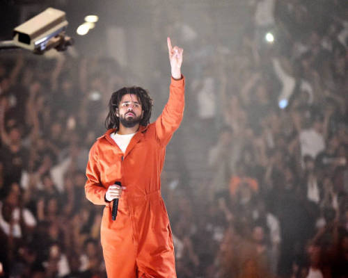 J. Cole performs at Barclays Center of Brooklyn on August 1, 2017 in the Brooklyn borough of New Yor