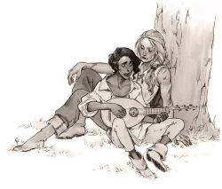 lexxercise:  Personal sketch based on this excellent comic about a lady knight and her willowy poet boyfriend by 16ruedelaverrerie. 