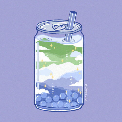 My style has changed a bit compared to when I first drew my bubble tea series. Here is another take 