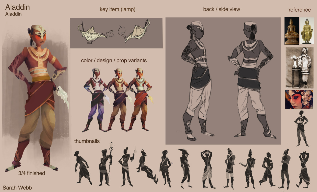 erysium:  Character/creature designs from my concept art class - my prompt was Aladdin!