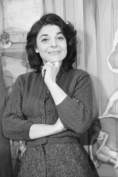 avagardner:Anne Bancroft in her W. 12th St. apartment for Person to Person, 1960.