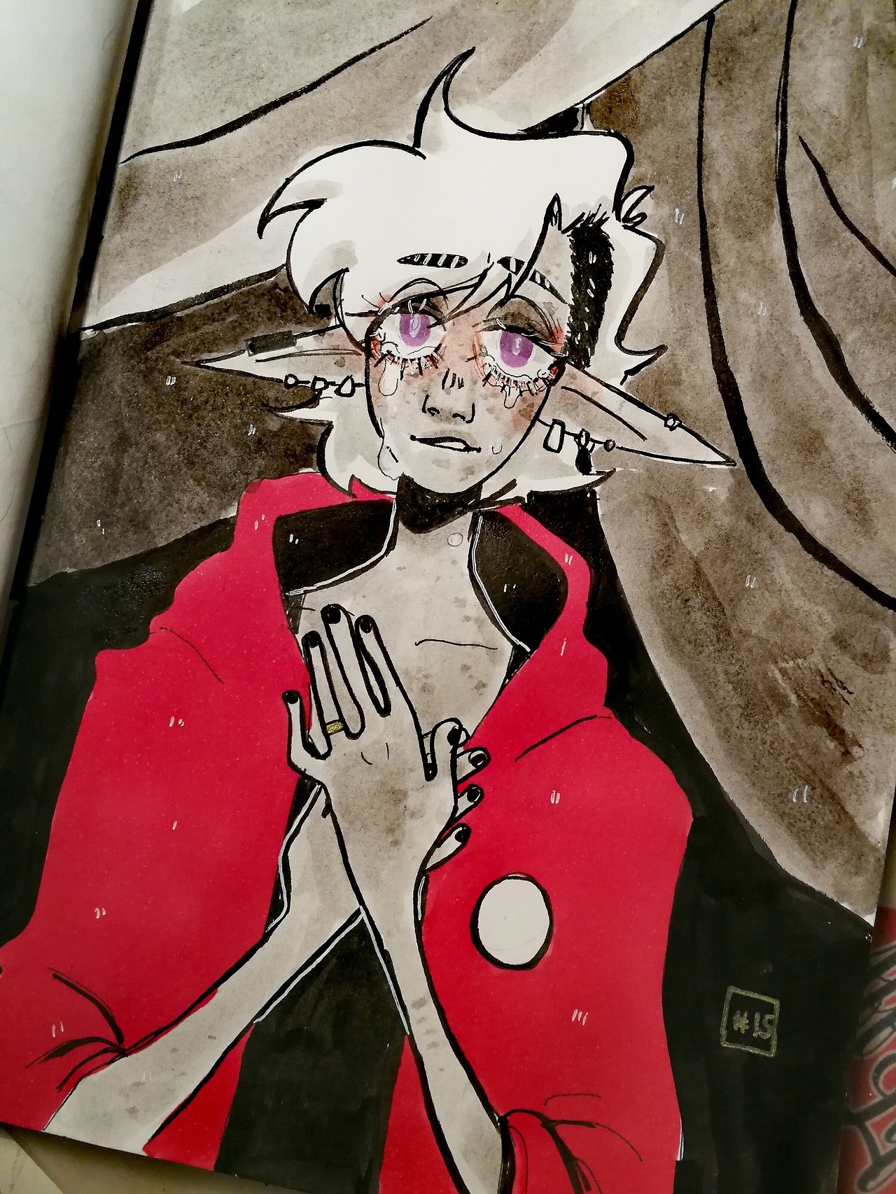 syupon:inktober #15, that was a long time to be stuck in an umbrella by yourself