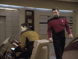 captaincrusher:  The Riker Maneuver - without hesitation placing your crotch in eye level of other people as soon as opportunity arises.