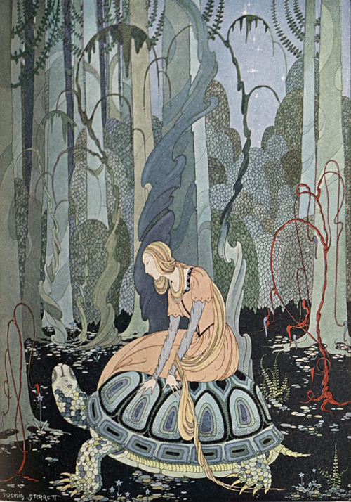 Virginia Frances Sterret, Blondine and the Tortoise, illustration for Old French Fairy Tales by Comt