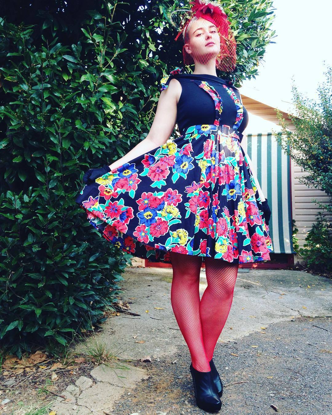 Dress ups with my mums wardrobe, she bought this dress in Paris in the late 80s 💋👗
