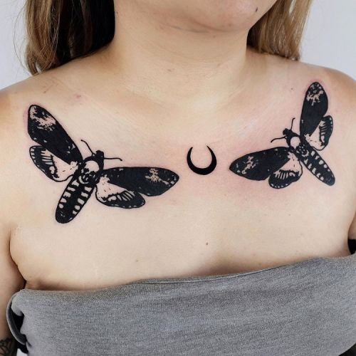 Deaths Head Moth Tattoo By Nathaniel Gann  Remington Tattoo Parlor