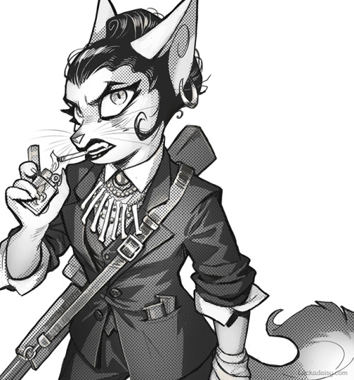 lackadaisycats:Serafine and some business to tend to.I’ve not really done much with ink and ha