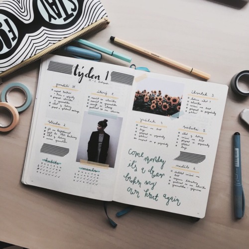 acadaemic:  As you can see I was inspired by my pencil case for this spread’s colour scheme an