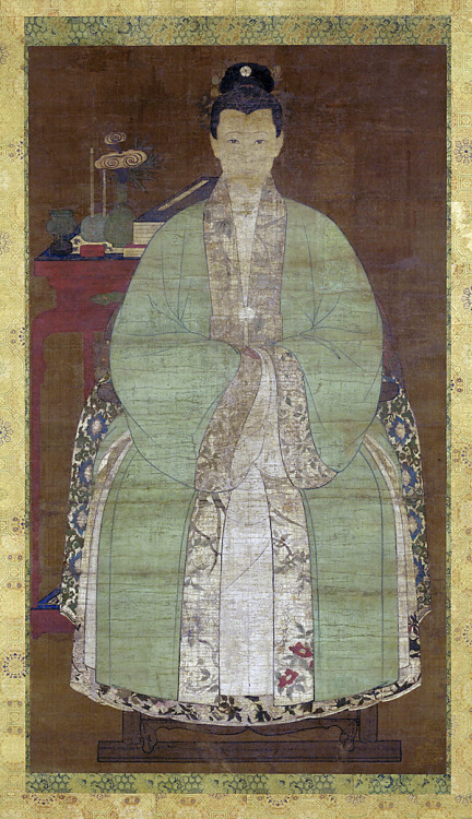 Ming dynasty portrait of a woman in a green dress, 17th c.