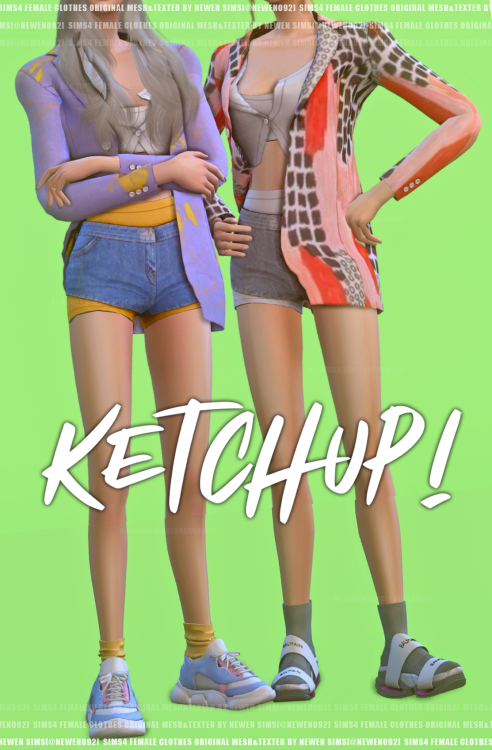 Set Series  [ Ketchup! ] set - FemaleKetchup-Layered jacket 30 swatchKetchup-Layered shorts 10 swatc