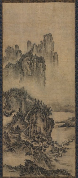 cma-korean-art: Landscape with a Distant Temple, early 1500s, Cleveland Museum of Art: Korean ArtA t