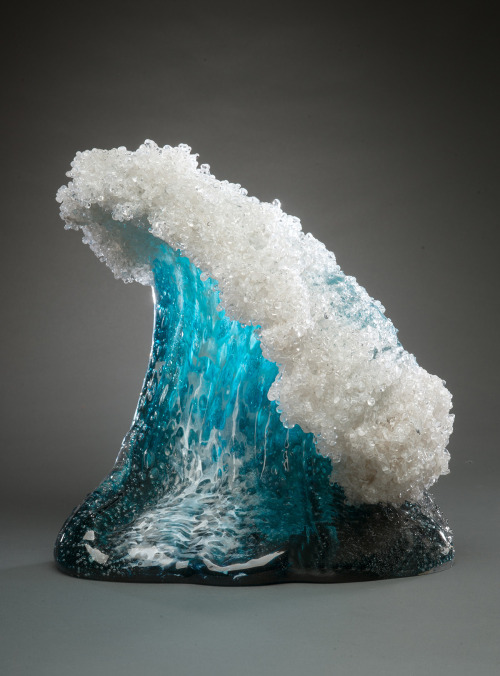 asylum-art:Glass Vases and Sculptures Capture the Beauty of Cascading Waves By Marsha Blaker and Pau