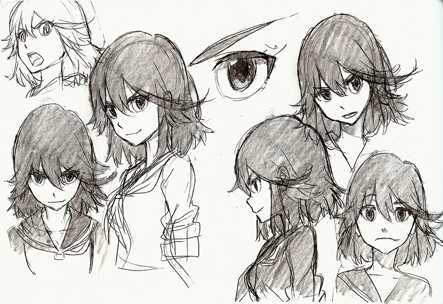 h0saki: Finished designs of Satsuki and Ryuko, illustrated by Sushio in The Art