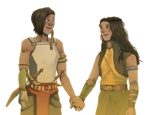 i just think they should have kissed[ID: An image of Raya and Namaari standing side by side holding 