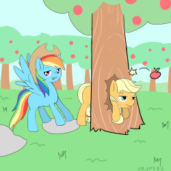 hanako-best-cold:  Rainbow dash  with  Apple