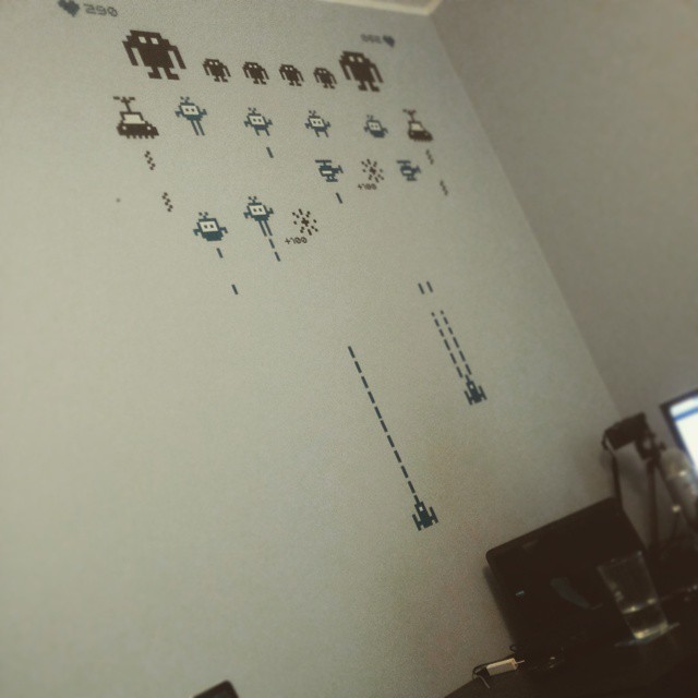 Obligatory pixel art in our new work-and-gaming space.   You can get yours from Ikea: