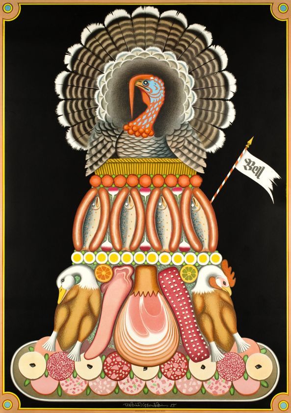 Niklaus Stoecklin, advertising poster for Bell meat company, 1955. Switzerland. Stoecklin was the father of the Basel school and the hyperrealism style, also called “Sach-Plakat”. Source