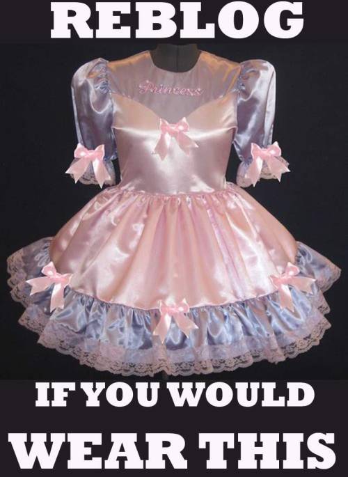 tksfun: Yes Please!!! feminization:Reblog if you love to wear pink sissy dresses!I would love to be 