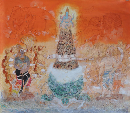 Kurma and Churning of the ocean of milk, by Rayana Giridhar Gowd.