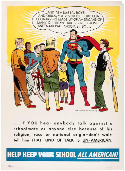 Help keep your school all American!This fantastic Superman poster was distributed as a book cover fo