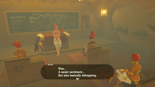 zferolie:  Gerudo Classes on how to interact with Voe Part 1. I love this game so much thanks to scenes like this. Risa you are trying so hard.