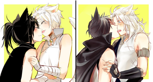 my OC Độc Sơn (white hair boy) and his partner Ô Long (black hair)Độc Sơn means ‘The only one”, Ô Lo