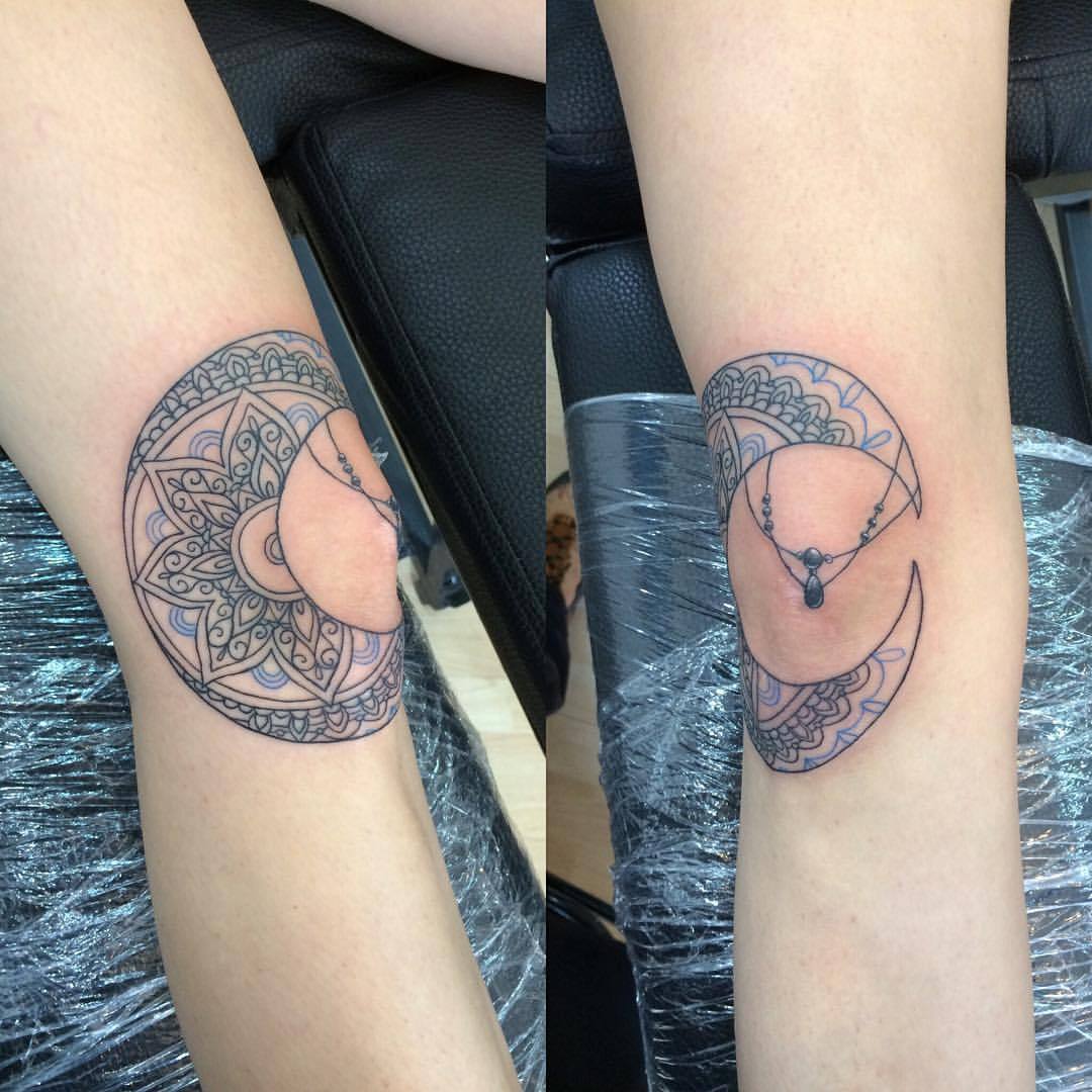 #rodilla #Mandala #luna #moon #hindu #tatu #Tatto #Tattoo #tattoos #tatuaje #ink