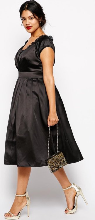 ASOS Curve Chi Chi Plus Satin Midi Prom Dress