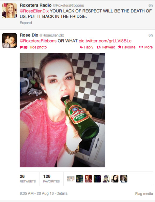 staringatyourpage:  Rose, you’re so cheeky. 
