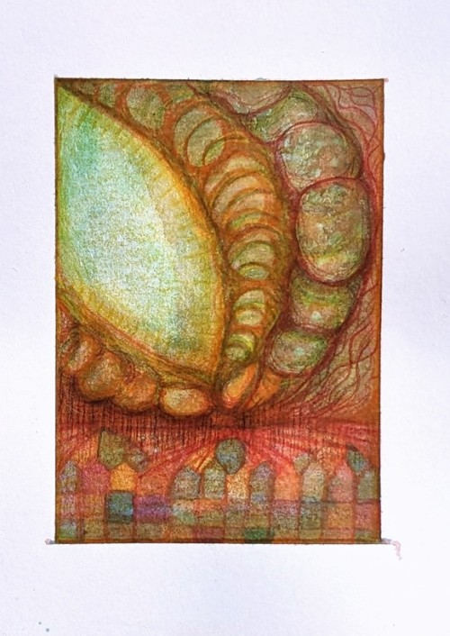 Small Drawing, Approx A7, Using Derwent Inktense Pencils.