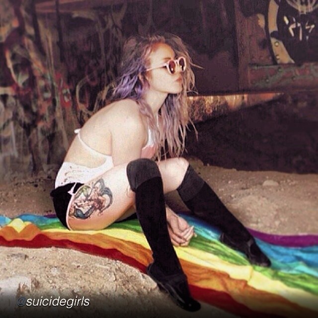 antigonesuicide:  by @suicidegirls “Super sexy @antigonesuicide for #thighhighthursday