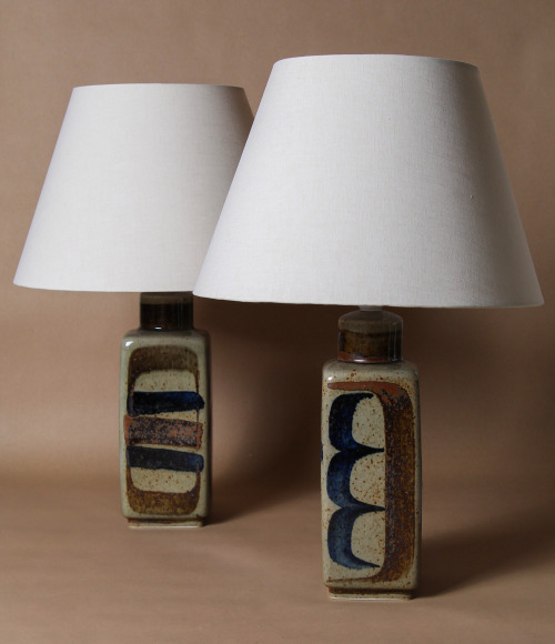 scandinaviancollectors:CARL-HARRY STÅLHANE, Pair of hand-painted table lamps, c.1950s. Materia