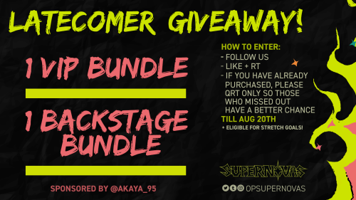 LATECOMER GIVEAWAY We&rsquo;ll be offering the chance to win either a VIP or Backstage bund