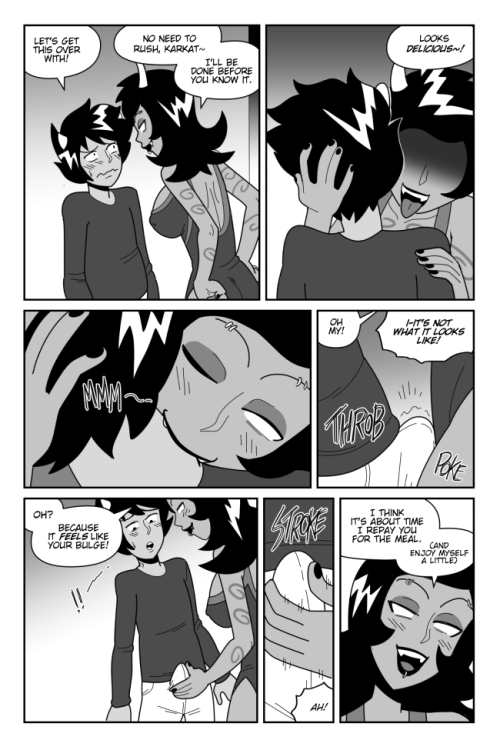shameful-display:  The first of a three-page sketch comic commission of Porrim taking Karkat’s v-card - courtesy of michishigeglb! There’s another sketch commission in the pipe, too. I’m a bit swamped right now, actually. 