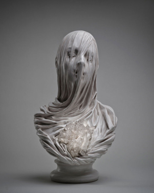 asylum-art-2:   Ghostly Veiled Souls Carved Out of Solid Marble of  Livio ScarpellaThe work of Italian contemporary artist Livio Scarpella  turns good and evil into delicacy.  This group of sculptures, named  “Ghosts Underground”, depicts lost