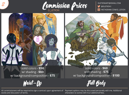 Commission PricesContact me via Twitter, Instagram, or Email for faster responses.
