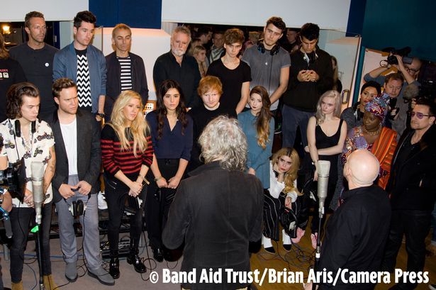 direct-news:  One Direction recording for ‘Band Aid 30’.  