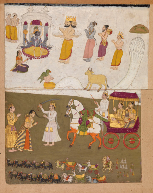 Kamsa tries to kill Devaki A folio from a Bhagavata Purana Bikaner, Rajasthan, circa 1720 Opaque wa