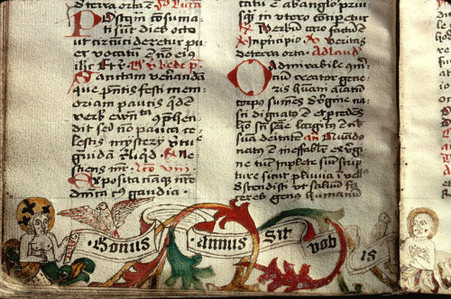 xiuxiueig:“BONUS ANNUS SIT VOBIS”Desig de Bon Any Nou, marge inferior d’un manuscrit fra