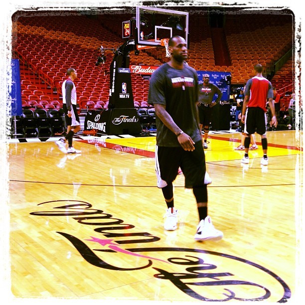 fuckyeahlbj:  “The @MiamiHEAT have hit the floor for today’s #NBAFinals practice,