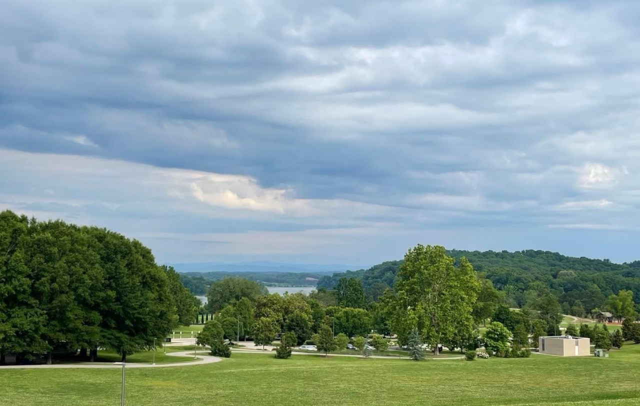 Lakeshore Park, Knoxville, and distant mountain view.