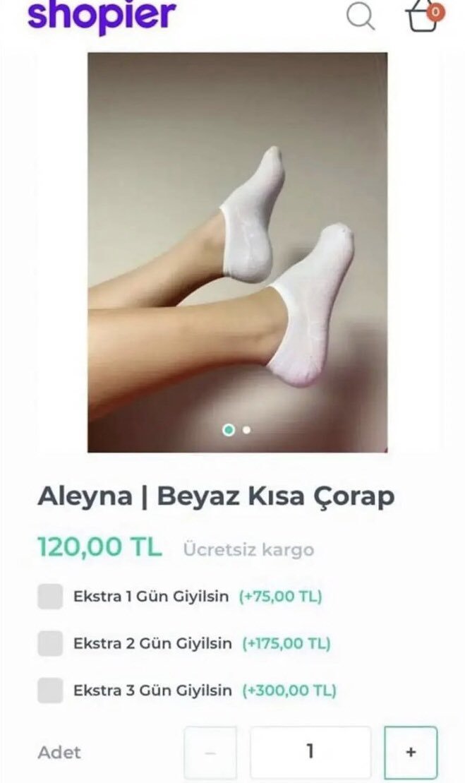 Shopier Q Aleyna Beyaz Kısa Çorap 120 00 Tl Ücretsiz Kargo Ekstra 1 Gün Giyilsin 75 00 Tl