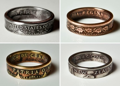 ambientwhispers:  sowhatilied:  f-l-e-u-r-d-e-l-y-s:  Designer Drills Holes into Quarters, Turns Them into Rings  website / facebook Designer Nicholas Heckaman of The Ring Tree meticulously handcrafts detailed rings out of US coins. The Gainesville,