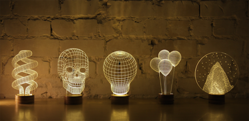 3D Optical Illusion of 2D LampsStudio Cheha based in Tel Aviv has created these LED lamps “Bulbing