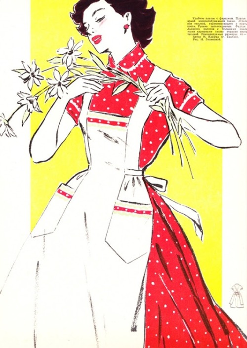 A bit about Soviet-era fashion: illustrations from the “Fashion Magazine” (Журнал мод), 1957 I like 